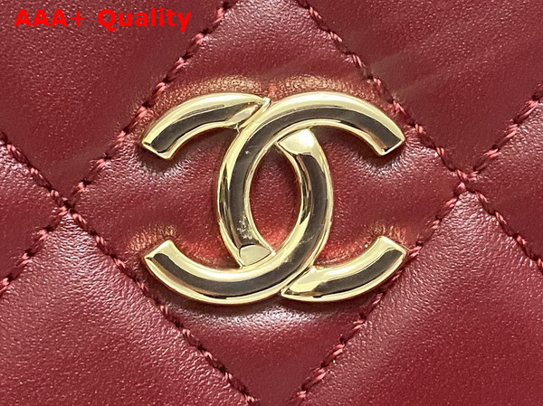 Chanel Box Bag in Burgundy Lambskin Gold Tone Metal AS5168 Replica