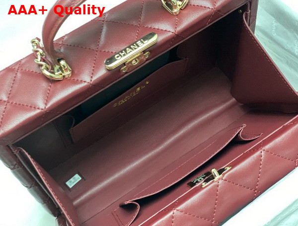 Chanel Box Bag in Burgundy Lambskin Gold Tone Metal AS5168 Replica