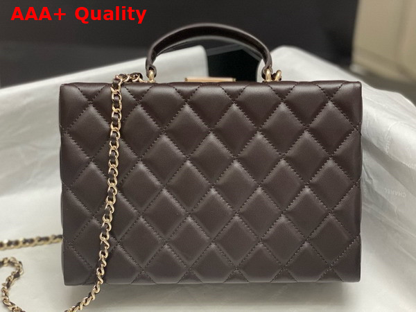 Chanel Box Bag in Dark Brown Lambskin Gold Tone Metal AS5168 Replica