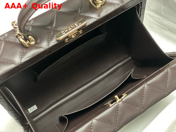 Chanel Box Bag in Dark Brown Lambskin Gold Tone Metal AS5168 Replica