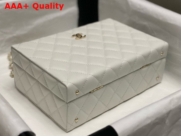 Chanel Box Bag in White Lambskin Gold Tone Metal AS5168 Replica