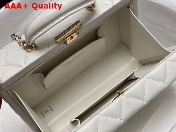 Chanel Box Bag in White Lambskin Gold Tone Metal AS5168 Replica