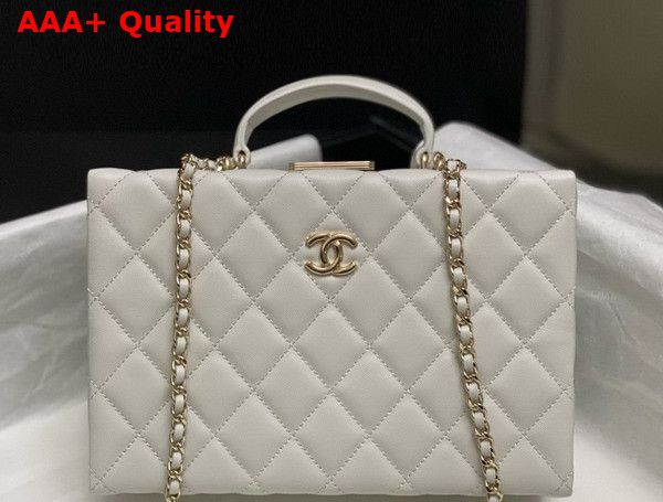 Chanel Box Bag in White Lambskin Gold Tone Metal AS5168 Replica