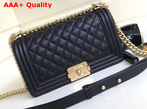 Chanel Boy Chanel Flap Bag in Black Grained Calfskin with Gold Hardware Replica