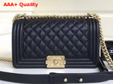 Chanel Boy Chanel Flap Bag in Black Grained Calfskin with Gold Hardware Replica