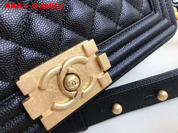 Chanel Boy Chanel Flap Bag in Black Grained Calfskin with Gold Hardware Replica