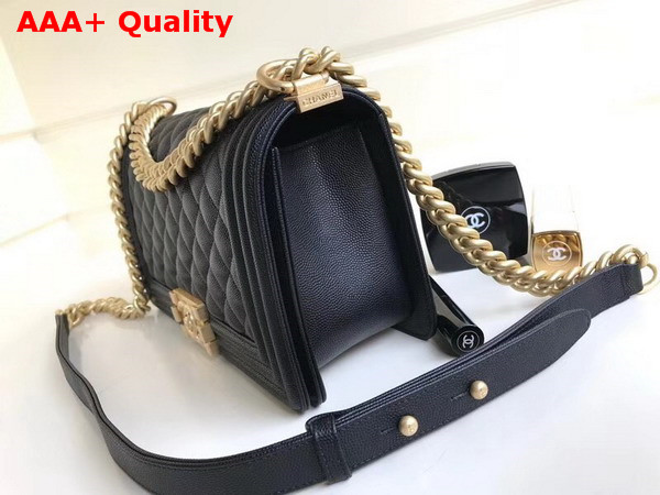 Chanel Boy Chanel Flap Bag in Black Grained Calfskin with Gold Hardware Replica