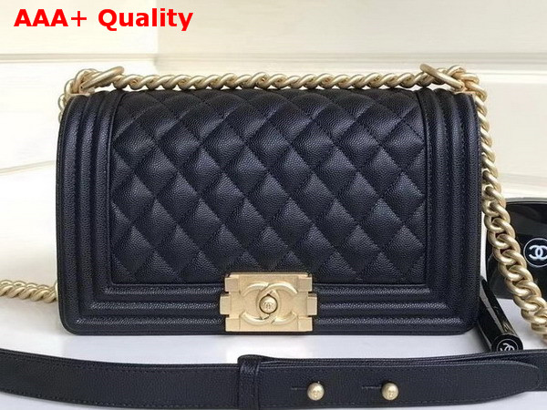 Chanel Boy Chanel Flap Bag in Black Grained Calfskin with Gold Hardware Replica