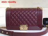 Chanel Boy Chanel Flap Bag in Burgundy Grained Calfskin with Gold Hardware Replica