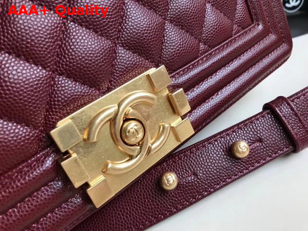 Chanel Boy Chanel Flap Bag in Burgundy Grained Calfskin with Gold Hardware Replica