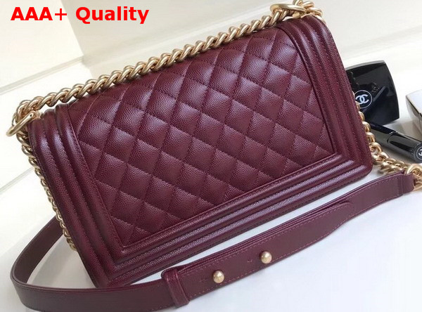 Chanel Boy Chanel Flap Bag in Burgundy Grained Calfskin with Gold Hardware Replica