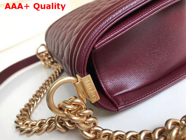 Chanel Boy Chanel Flap Bag in Burgundy Grained Calfskin with Gold Hardware Replica