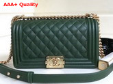 Chanel Boy Chanel Flap Bag in Green Grained Calfskin with Gold Hardware Replica