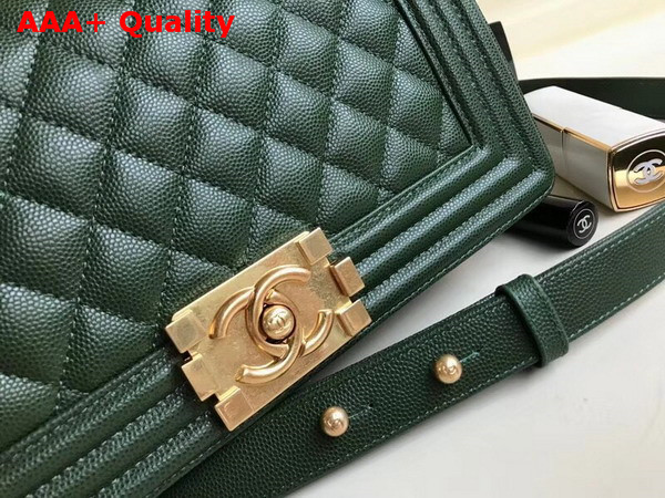 Chanel Boy Chanel Flap Bag in Green Grained Calfskin with Gold Hardware Replica