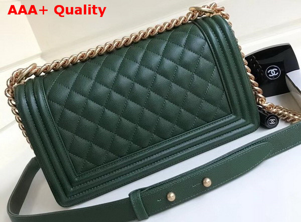 Chanel Boy Chanel Flap Bag in Green Grained Calfskin with Gold Hardware Replica