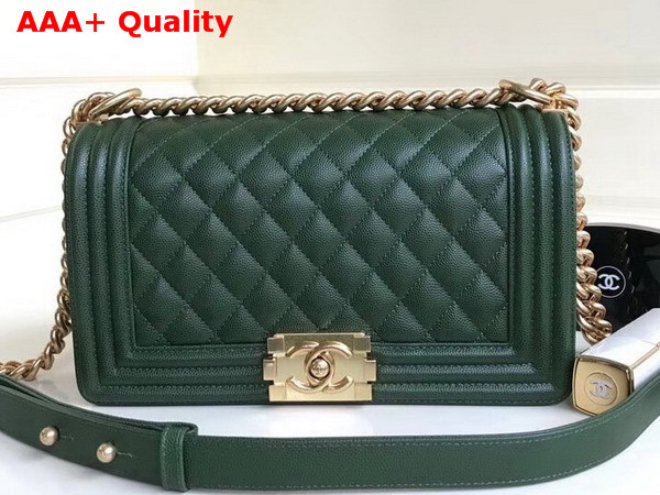 Chanel Boy Chanel Flap Bag in Green Grained Calfskin with Gold Hardware Replica