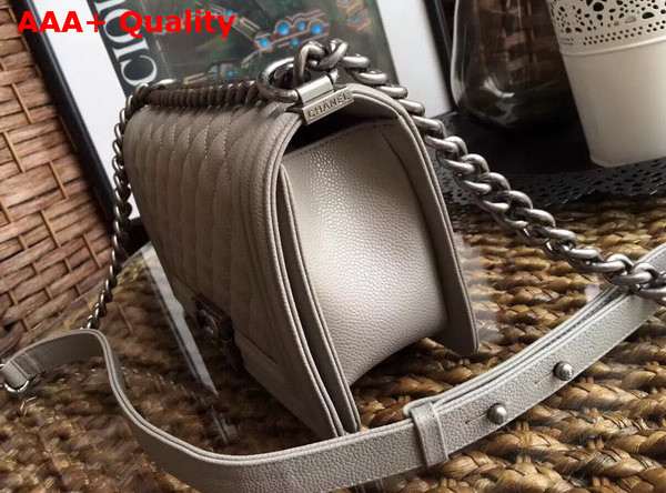 Chanel Boy Chanel Flap Bag in Grey Grained Calfskin with Silver Hardware Replica