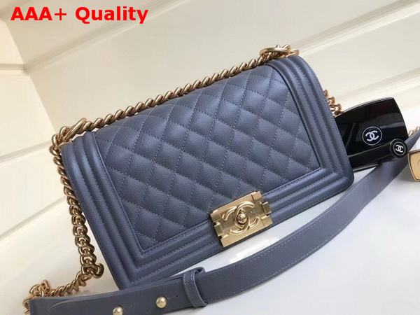 Chanel Boy Chanel Flap Bag in Light Blue Grained Calfskin with Gold Hardware Replica