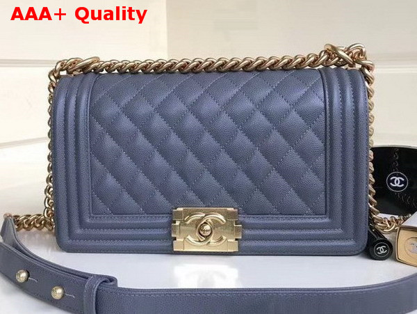 Chanel Boy Chanel Flap Bag in Light Blue Grained Calfskin with Gold Hardware Replica