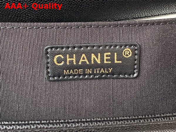 Chanel Boy Chanel Flap Bag with Handle Black Grained Shiny Calfskin and Gold Tone Metal Replica