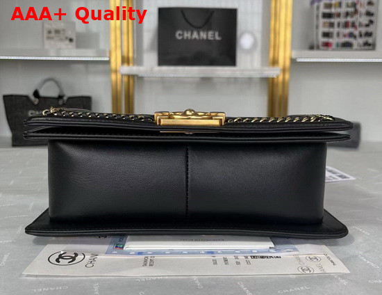 Chanel Boy Chanel Flap Bag with Handle Calfskin Gold Tone Metal Black Replica