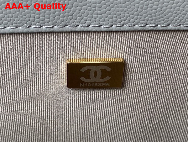 Chanel Boy Chanel Flap Bag with Handle Light Grey Grained Shiny Calfskin and Gold Tone Metal Replica