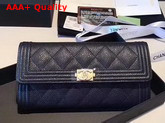 Chanel Boy Chanel Flap Wallet in Black Grained Calfskin Replica