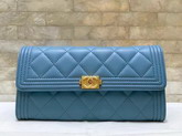 Chanel Boy Chanel Flap Wallet in Cloudy Blue Lambskin