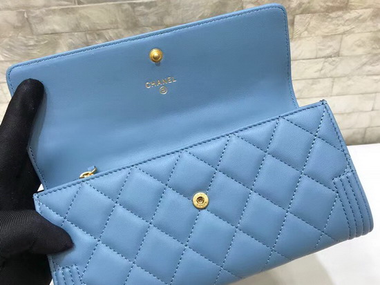 Chanel Boy Chanel Flap Wallet in Cloudy Blue Lambskin