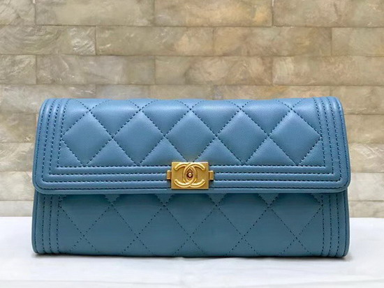 Chanel Boy Chanel Flap Wallet in Cloudy Blue Lambskin