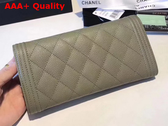 Chanel Boy Chanel Flap Wallet in Green Grained Calfskin Replica