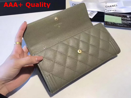 Chanel Boy Chanel Flap Wallet in Green Grained Calfskin Replica