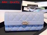 Chanel Boy Chanel Flap Wallet in Light Blue Grained Calfskin Replica