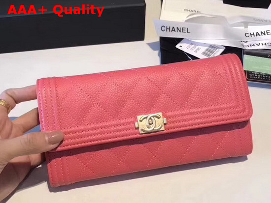 Chanel Boy Chanel Flap Wallet in Pink Grained Calfskin Replica