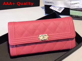 Chanel Boy Chanel Flap Wallet in Pink Grained Calfskin Replica