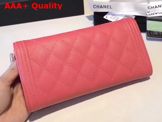 Chanel Boy Chanel Flap Wallet in Pink Grained Calfskin Replica