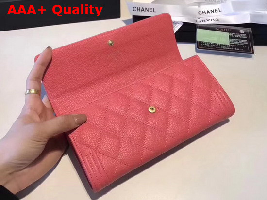 Chanel Boy Chanel Flap Wallet in Pink Grained Calfskin Replica