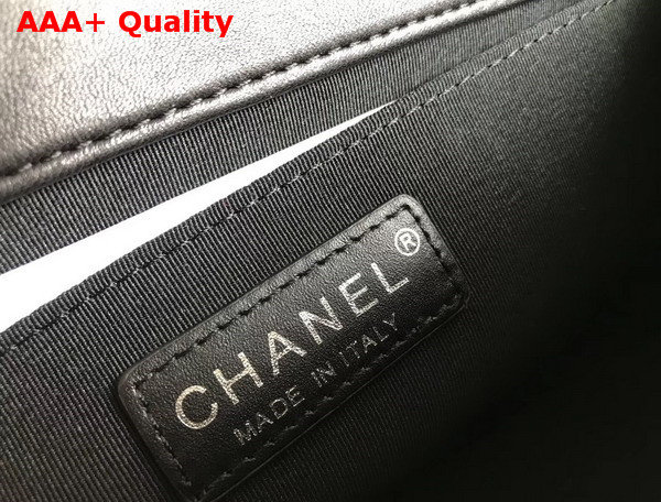 Chanel Boy Chanel Handbag Black Embroidered Lambskin and Silver Metal Replica