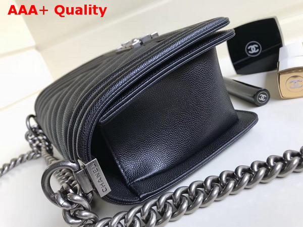 Chanel Boy Chanel Handbag Chevron Black Grained Calfskin Replica