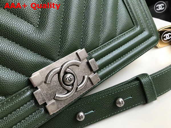 Chanel Boy Chanel Handbag Chevron Green Grained Calfskin Replica