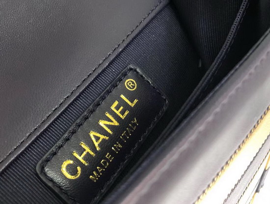 Chanel Boy Chanel Handbag Lambskin Calfskin Gold and Navy Blue AS0130