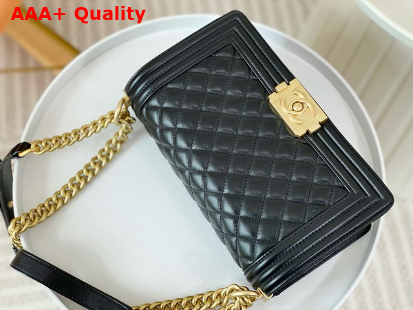 Chanel Boy Chanel Handbag Lambskin Gold Tone Metal Black Ref A67086 Replica