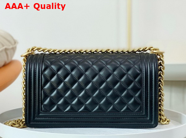 Chanel Boy Chanel Handbag Lambskin Gold Tone Metal Black Ref A67086 Replica