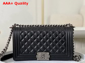 Chanel Boy Chanel Handbag Lambskin Ruthenium Finish Metal Black Ref A67086 Replica