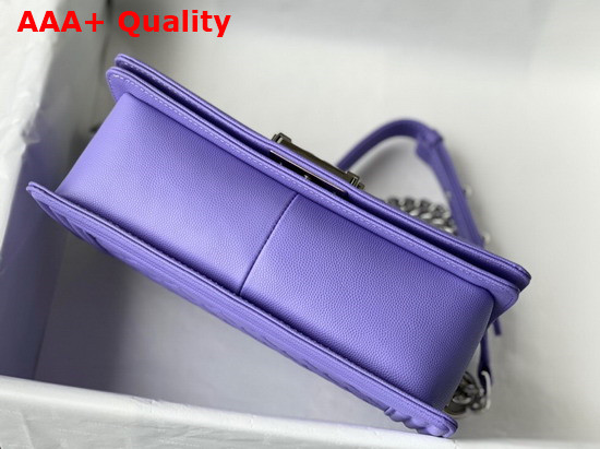 Chanel Boy Chanel Handbag Light Purple Grained Calfskin Silver Tone Metal A67086 Replica