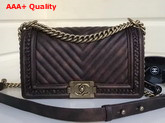 Chanel Boy Chanel Handbag Patinated Calfskin Braid Gold Tone Metal Replica