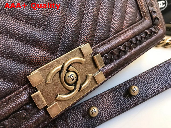 Chanel Boy Chanel Handbag Patinated Calfskin Braid Gold Tone Metal Replica