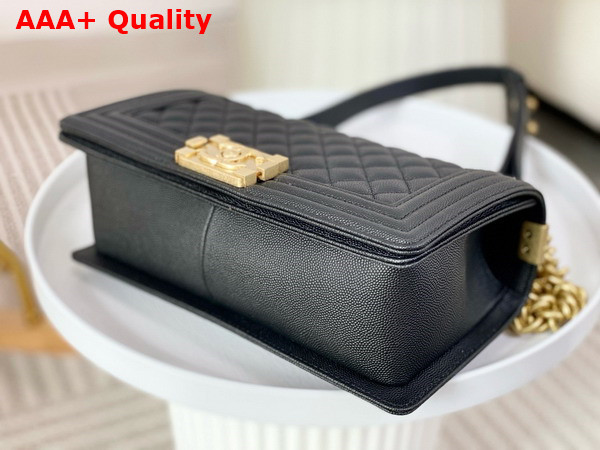 Chanel Boy Chanel Handbag in Black Grained Calfskin Gold Tone Metal A67086 Replica