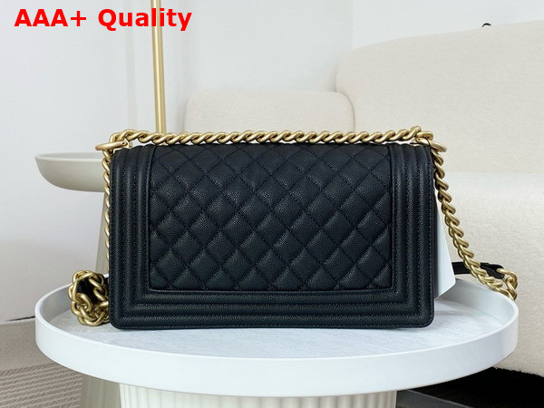 Chanel Boy Chanel Handbag in Black Grained Calfskin Gold Tone Metal A67086 Replica