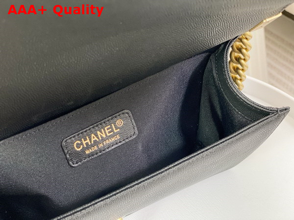 Chanel Boy Chanel Handbag in Black Grained Calfskin Gold Tone Metal A67086 Replica